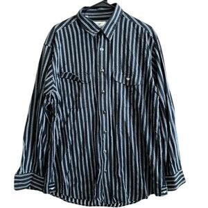 King Ranch Mens Shirt Black White Textured Button Down Long Sleeve Western XL